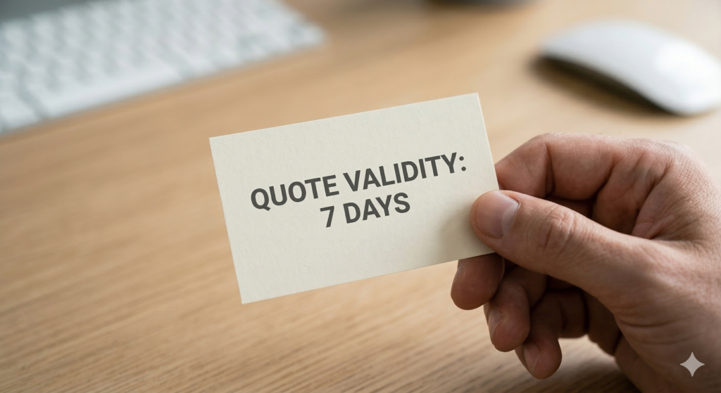 cradiz quote validity 7 days