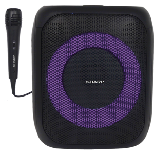 Sharp PS-914 Portable Party Speaker 20W RMS – Bluetooth 5.3, LED Lights, Karaoke Mic, TWS, 14Hr Battery